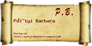 Pétyi Barbara névjegykártya