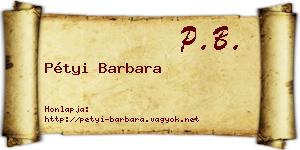 Pétyi Barbara névjegykártya